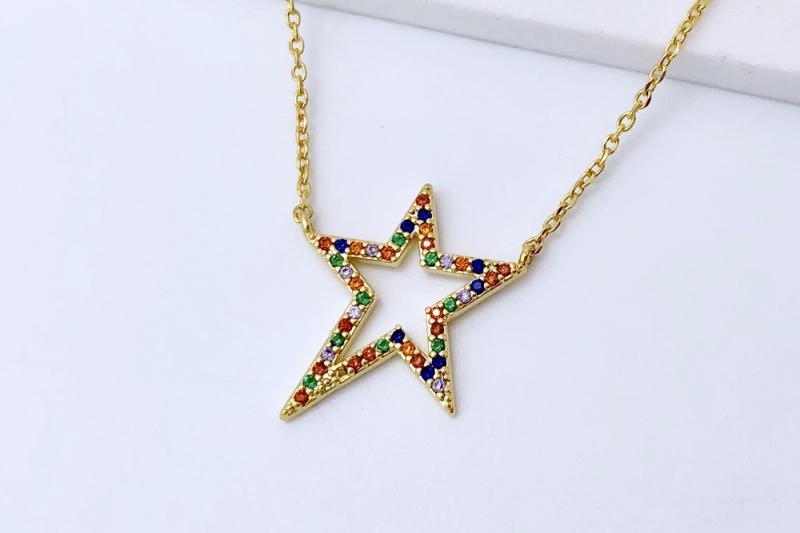 [Ozel] Statement Look Glossy Brass Cubic Necklace